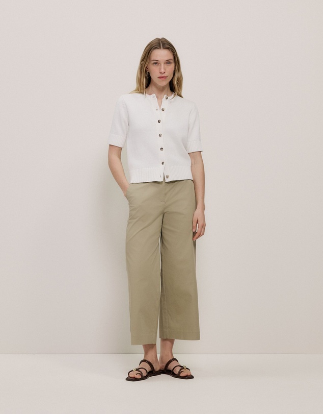 Trenery - Cropped Wide Leg Chino Pant in Olive Brown