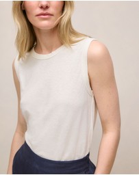 Trenery - Linen Cotton Crew Tank in White