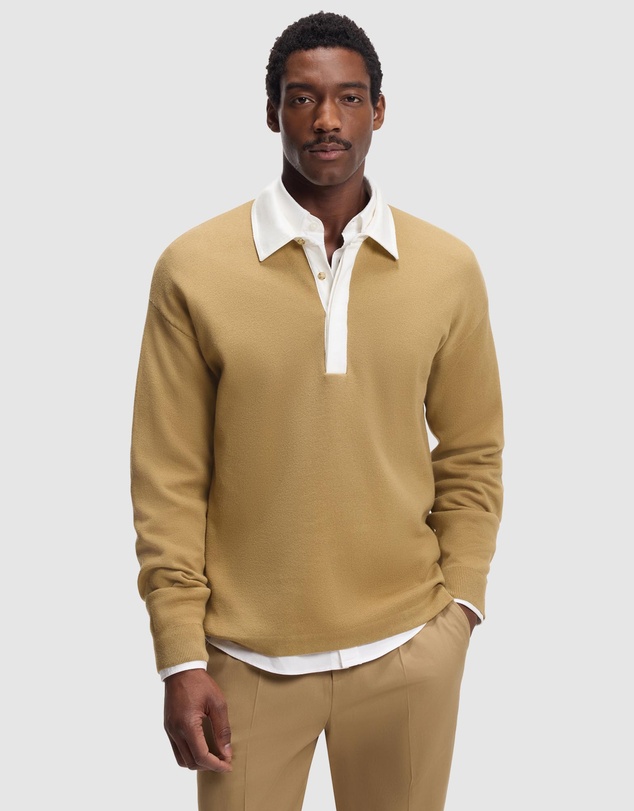 BOSS - Contrast-Collar Sweater in Cotton and Virgin Wool