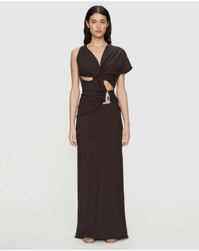 Christopher Esber - Crystal Pendant Twisted Jersey Tee Dress
