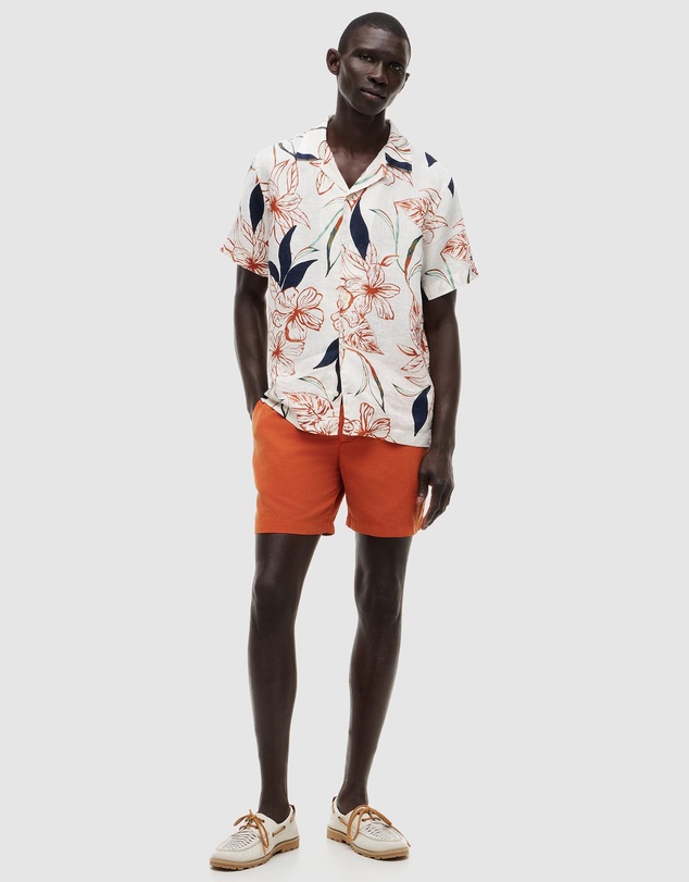 Tommy Hilfiger - Regular Tropical Print Linen Short Sleeve Shirt