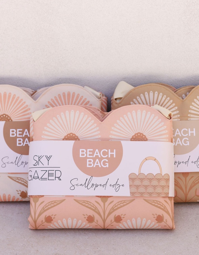 Sky Gazer - Scalloped Edge Beach Bag- Rosebud Cream
