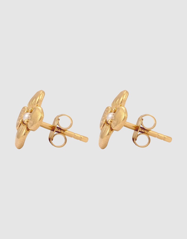 Elli Jewelry - Pearl Floral Stud Earrings in Gold-Plated 925 Silver