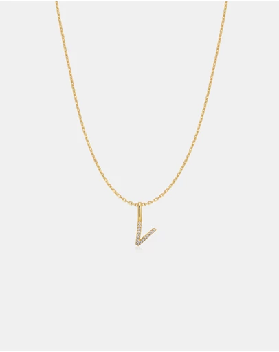 Ania Haie - Ania Haie Gold Letter V Initial Necklace