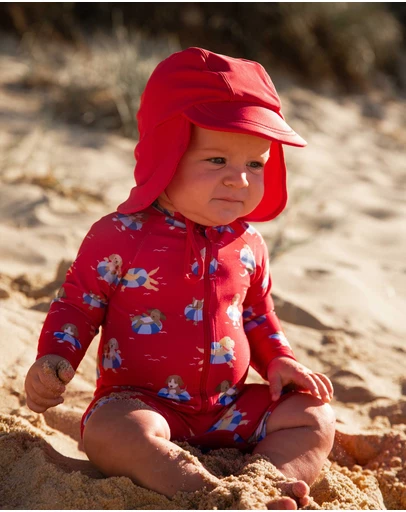 Purebaby - Printed Long Sleeve Rashie Sunsuit- Kids-Babies