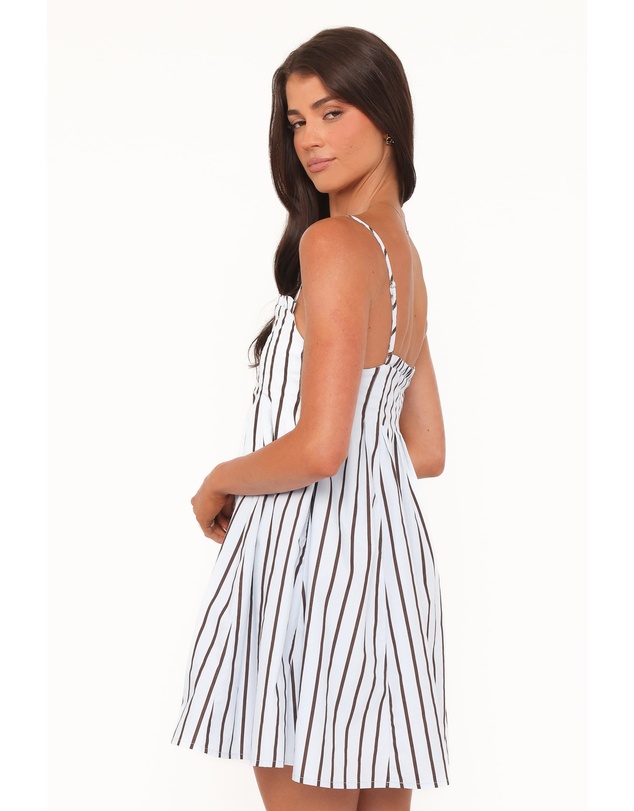 Petal & Pup - Cole Mini Dress - Blue/Brown Stripe
