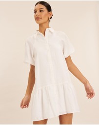AERE - Joia Linen Puff Sleeve Mini Dress