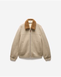 Calibre - Sherpa Collar Wool Bomber Jacket Neutral