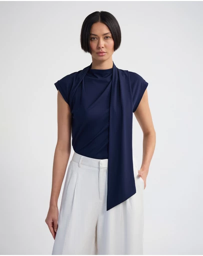 Oxford - Mimi Jersey Scarf Detail Top