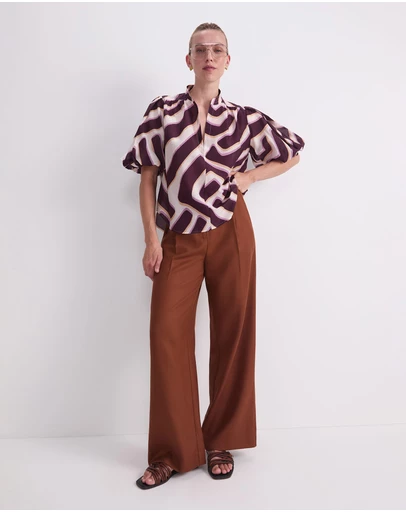 Sportscraft - Penny Short Sleeve Cotton Silk Blouse