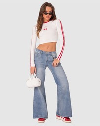 EDIKTED - Cherry On Top Long Sleeve Cropped T Shirt