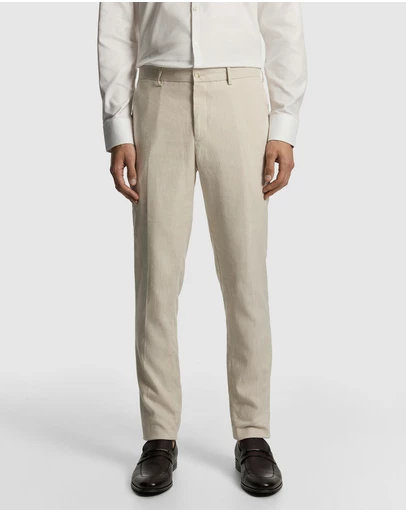 yd. - Carter Stretch Linen Blend Slim Tapered Dress Pant
