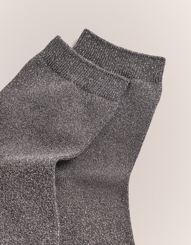 Trenery - Metallic Rib Crew Sock in Cinder