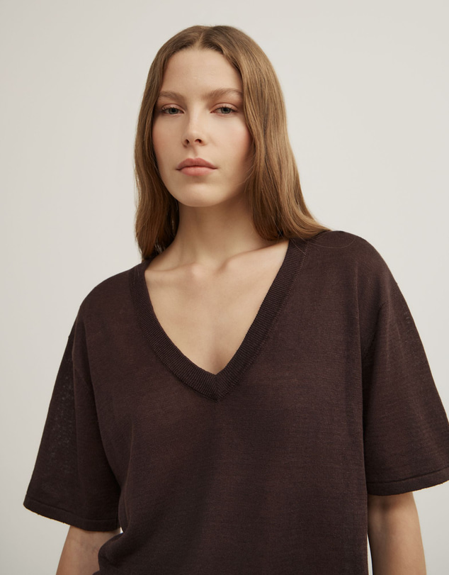 Witchery - Linen V-neck Knit T-shirt