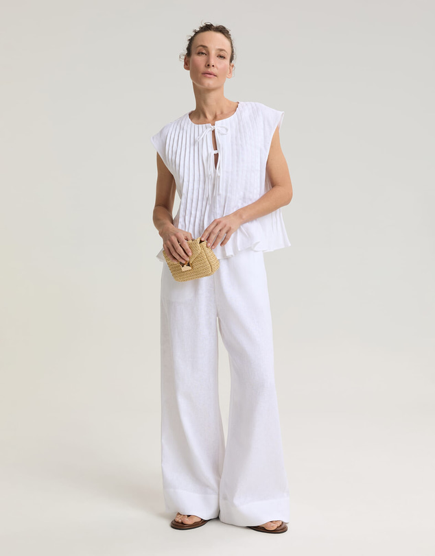 Sportscraft - Ariana Pintuck Linen Blouse