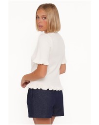 Petal & Pup - Emilie Short Sleeve Ruffle Crew Sweater - Cream