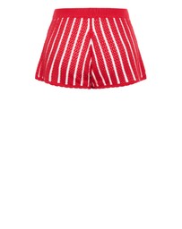 City Chic - Plus Size Issy Crochet Knit Stripe Short - red