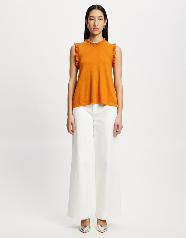 Lindsay Nicholas New York - Frill Crew Neck Shell Top