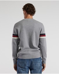 Calibre - Contrast Stripe Crew Sweater Silver
