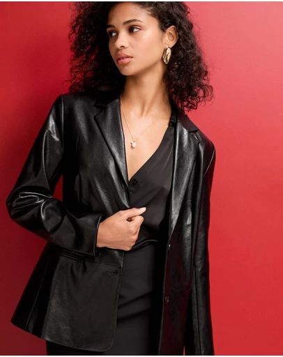 Forcast - Shay Faux Leather Blazer