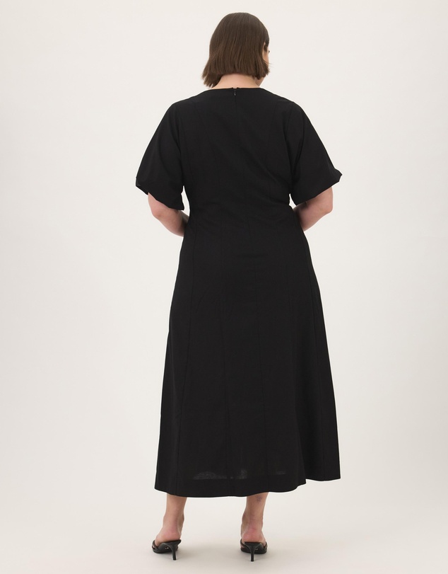 Atmos&Here Curvy - Ivy Short Sleeve Midi Dress in Cotton Linen Blend