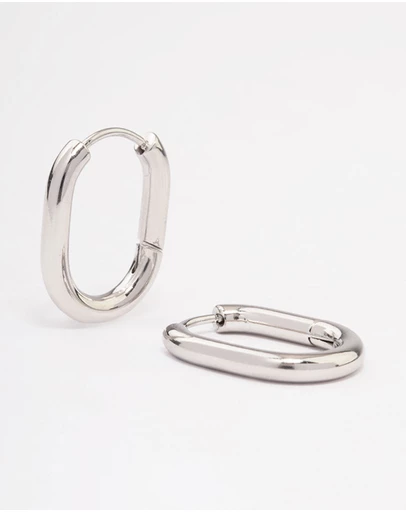 Lovisa - Waterproof Stainless Steel Plain Oval Huggie Hoop Earrings