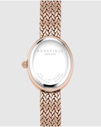 Rosefield - Mini Oval White Rose Gold-Tone Woven Mesh Bracelet Watch