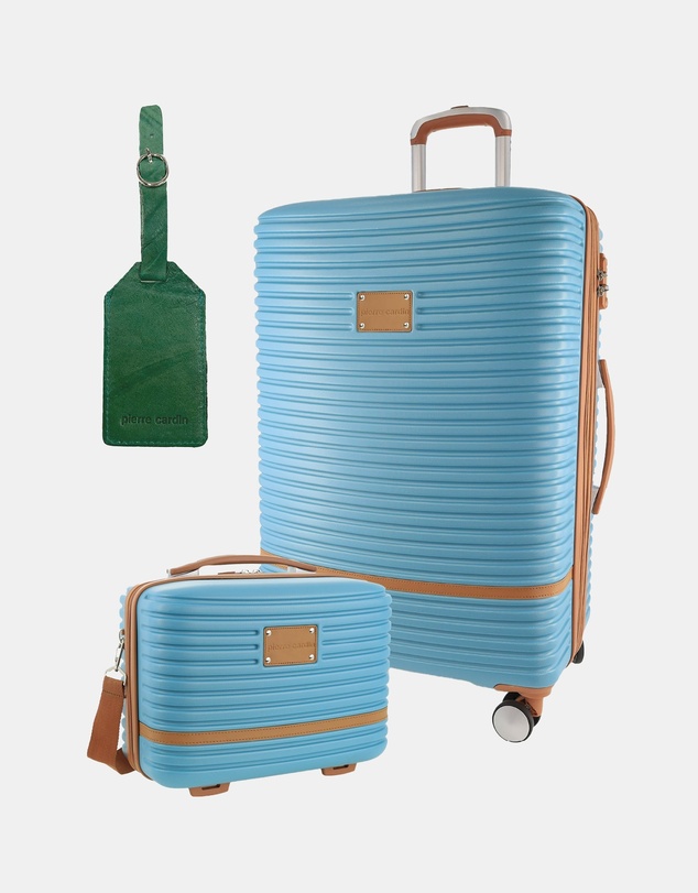 Pierre Cardin - Pierre Cardin Classique Large Hard Shell with Mini Beauty Case Set + Leather Tag