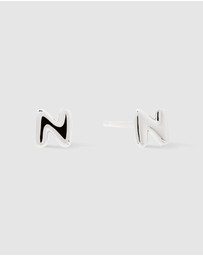 Wanderlust + Co - Alphabet Bubble Silver Stud Earrings - Letter N