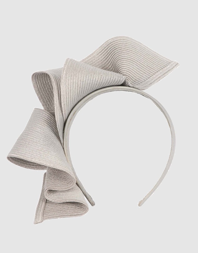 Max Alexander - Large Wavy Silver Racing Fascinator