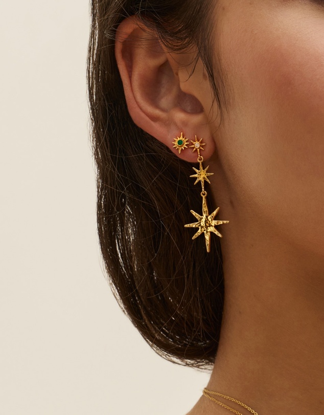 Ottoman Hands - Green Onyx Star Stud Earrings