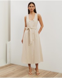 Atmos&Here - Dasha Scoop Neck Linen Blend Midi Dress