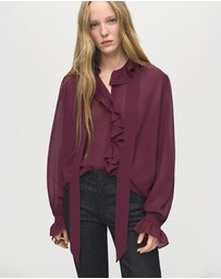 M.N.G - Ruffled Blouse With Scarf