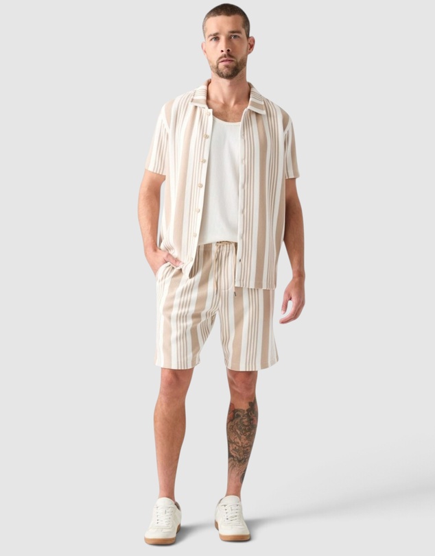GUESS - Arin Stripe Knit Short Short Sleeve Shirt