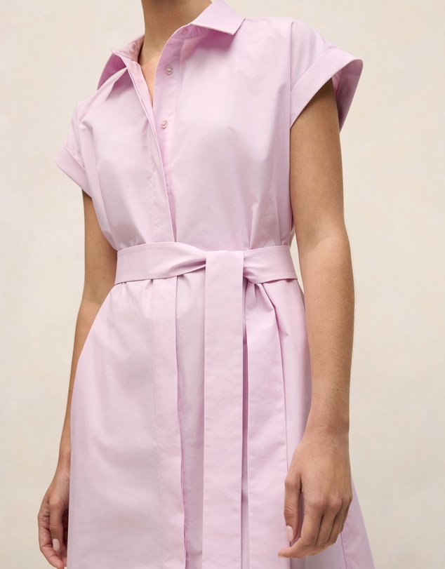 Trenery - Cotton Poplin Cap Sleeve Shirt Dress in Soft Lilac