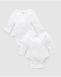 Purebaby - Easy Neck L/S Bodysuit 2 pack-Babies