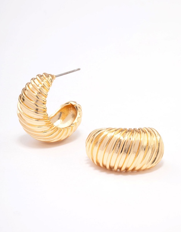 Lovisa - Gold Plated Bold Croissant Hoop Earrings