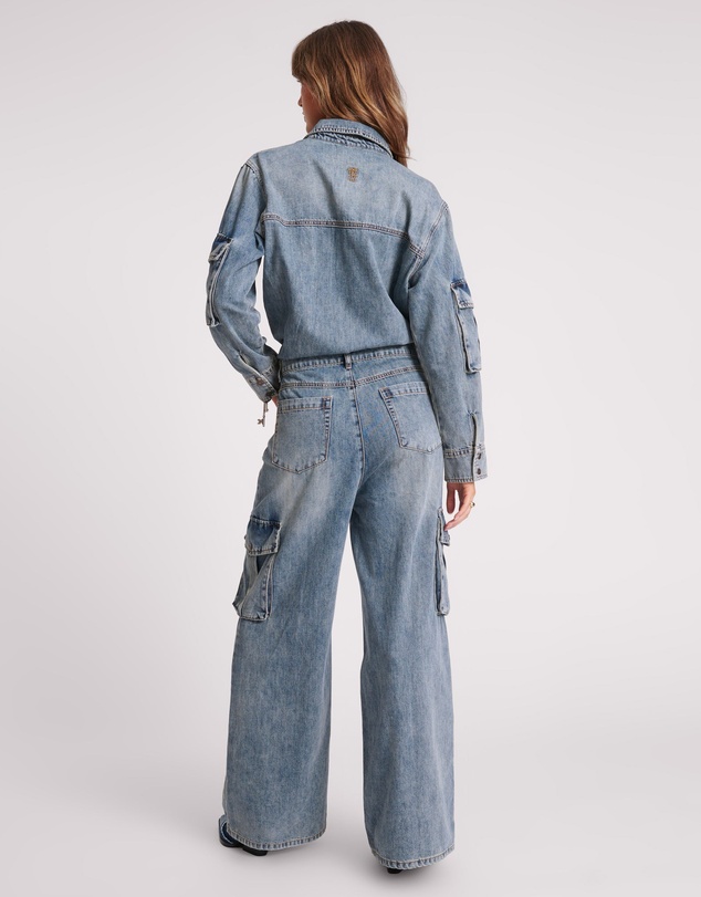 ONE TEASPOON - Blue Blossom Cargo Trucker Overall