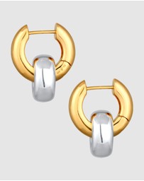 Elli Jewelry - Earrings Chunky Hoops 925 Sterling Silver Bicolor