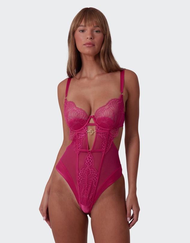Bras N Things - Vamp Be Mine Bodysuit - Dark Pink