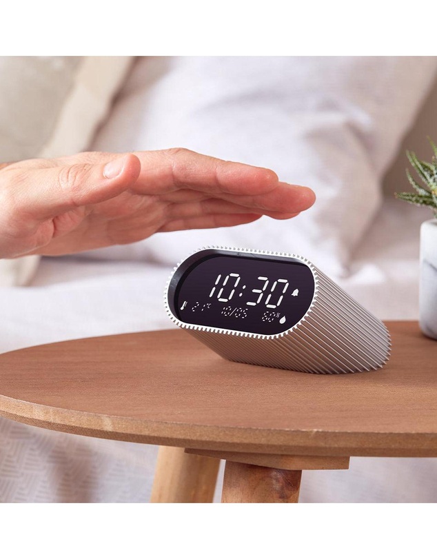 Lexon - Lexon Ray Clock Lcd Alarm Clock With Temperature / Humidity Display - Alu Polish