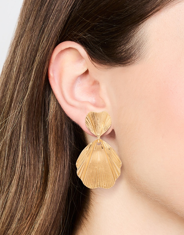 Lovisa - Gold Plated Textured Metal Statement Drop Earrings
