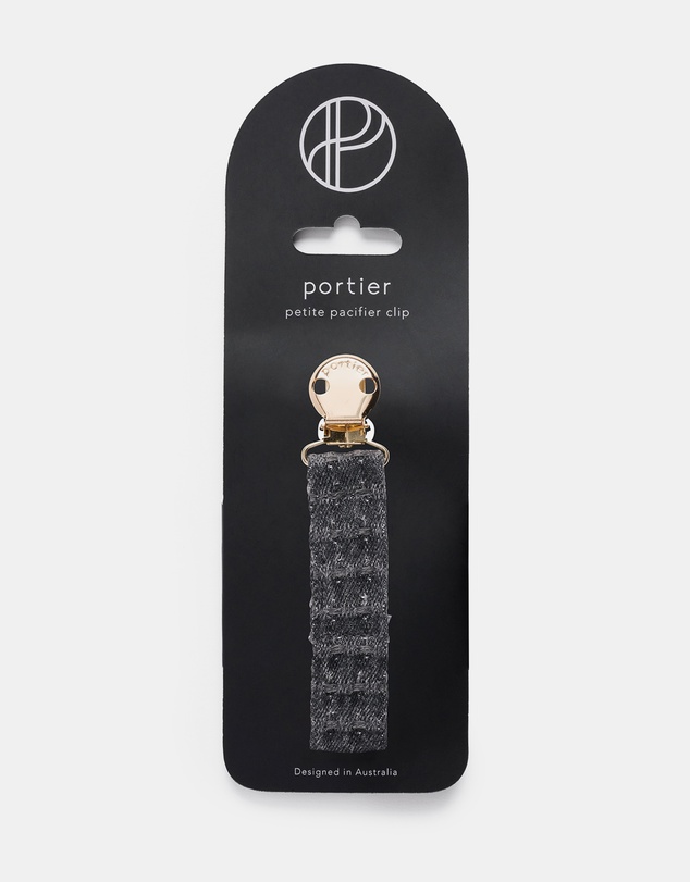portier - Petite Pacifier Clip - Charcoal Denim