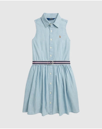 Polo Ralph Lauren - Belted Cotton Chambray Shirtdress - Kids-Teens