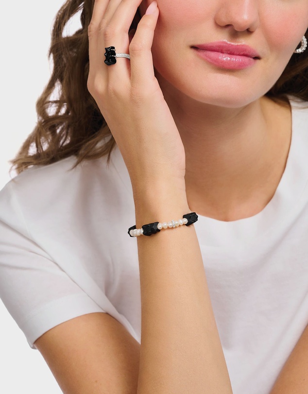 THOMAS SABO - Pearl bracelet with black goldbears