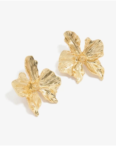 Lovisa - Gold Plated Organic Textured Flower Stud Earrings