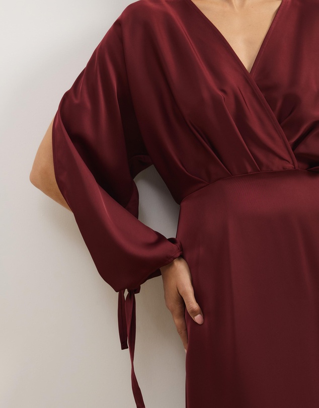 Atmos&Here - June Satin Split Sleeve Midi Dress