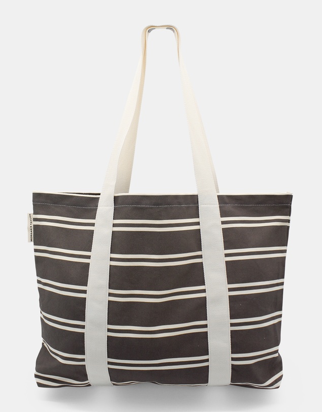 Morgan & Taylor - Dune Beach Tote Bag in Chocolate Brown and White Stripe