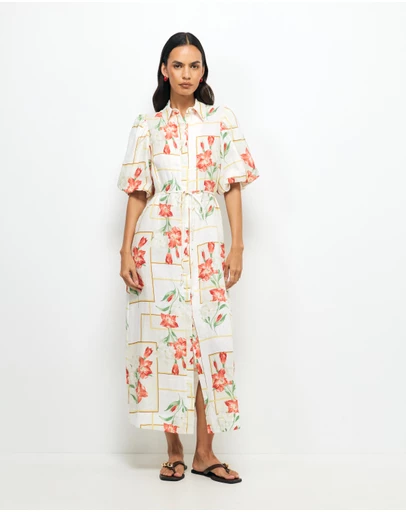 AERE - Asha Linen Midi Shirt Dress