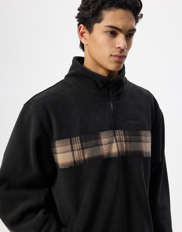 Rhythm - Checkered Fleece Quarter Zip Sweat